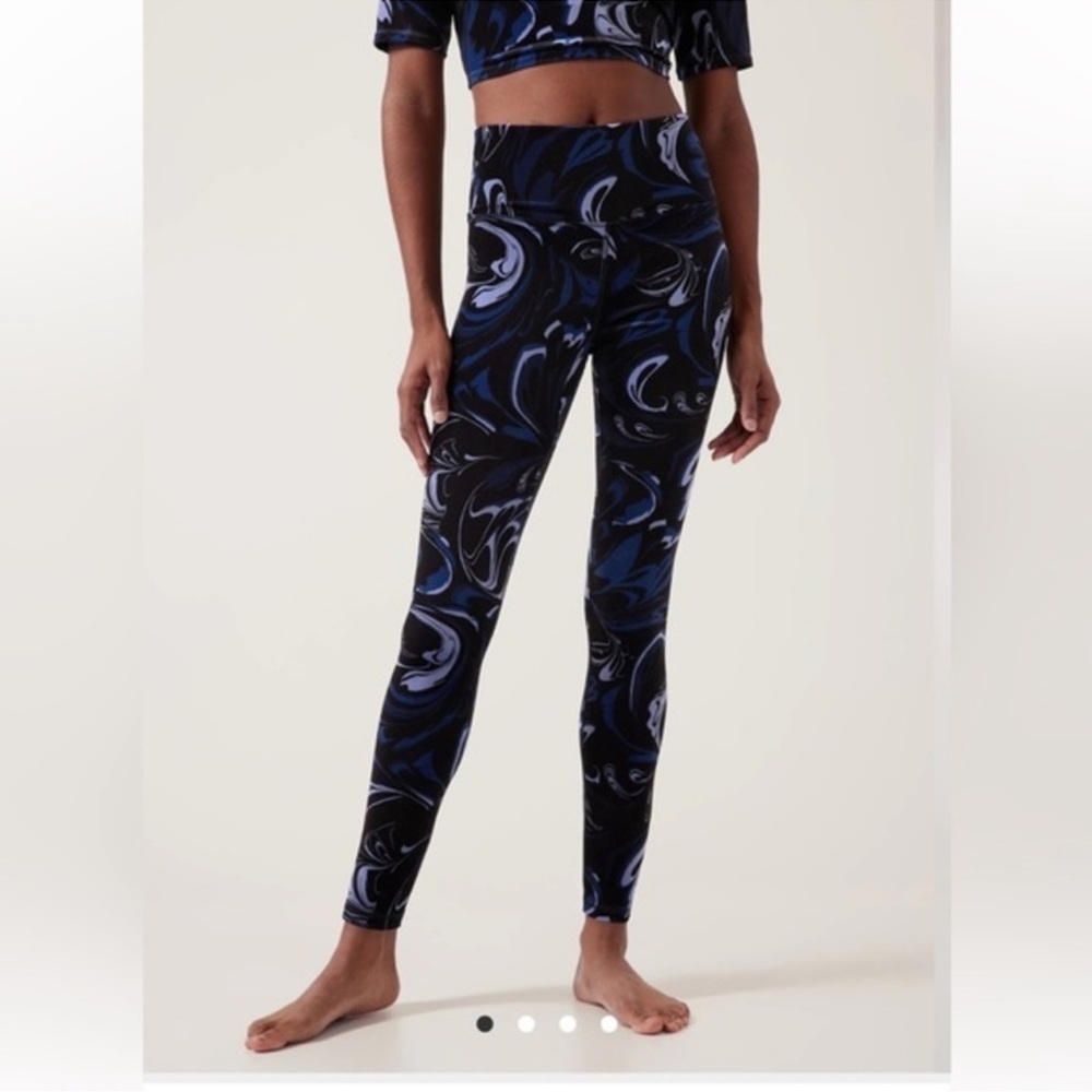 Athleta Elation Velvet Tight Black Blue 467896 Size XL NWOT